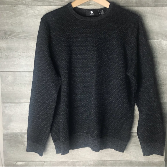 Calvin Klein wool knit charcoal Italian sweater - Picture 2 of 4